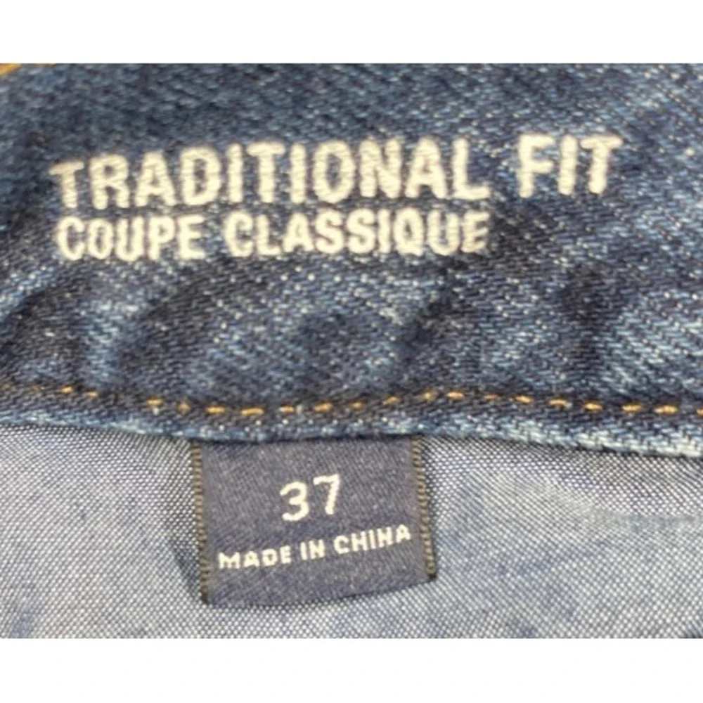 Lands' End Jeans Mens 37x27 Blue Straight Traditional Fit Elastic Stretch‎ Waist